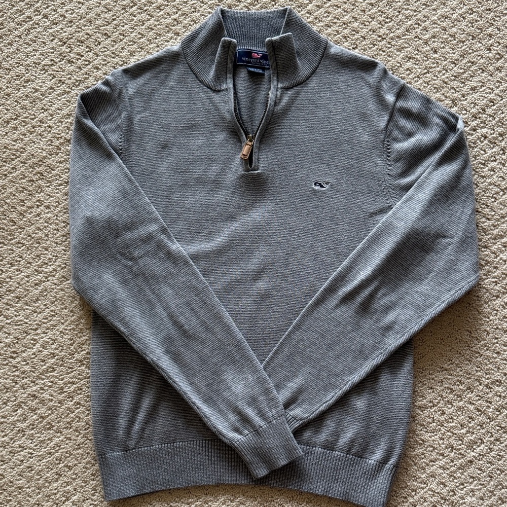 Vineyard Vines Charcoal Grey 1/4 Zip Sweater, XS
